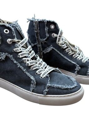 Zadig & Voltaire Noir High Flash Black Canvas High Top Sneakers EU41/US10 NIB